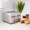 Kenmore Toaster 4 Slice – Extra Wide Slot Countertop Kitchen Appliance, Defrost Function, Grille-Pain, 9 Shade Settings, Compact Design, Easy Clean Crumb Tray, Bread Bagel, Stainless Steel & Red(Silver)