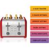 Kenmore Toaster 4 Slice – Extra Wide Slot Countertop Kitchen Appliance, Defrost Function, Grille-Pain, 9 Shade Settings, Compact Design, Easy Clean Crumb Tray, Bread Bagel, Stainless Steel & Red(Red)