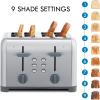 Kenmore Toaster 4 Slice – Extra Wide Slot Countertop Kitchen Appliance, Defrost Function, Grille-Pain, 9 Shade Settings, Compact Design, Easy Clean Crumb Tray, Bread Bagel, Stainless Steel & Red(Silver)