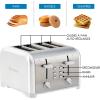 Kenmore Toaster 4 Slice – Extra Wide Slot Countertop Kitchen Appliance, Defrost Function, Grille-Pain, 9 Shade Settings, Compact Design, Easy Clean Crumb Tray, Bread Bagel, Stainless Steel & Red(White)