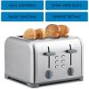 Kenmore Toaster 4 Slice – Extra Wide Slot Countertop Kitchen Appliance, Defrost Function, Grille-Pain, 9 Shade Settings, Compact Design, Easy Clean Crumb Tray, Bread Bagel, Stainless Steel & Red(Silver)