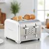 Kenmore Toaster 4 Slice – Extra Wide Slot Countertop Kitchen Appliance, Defrost Function, Grille-Pain, 9 Shade Settings, Compact Design, Easy Clean Crumb Tray, Bread Bagel, Stainless Steel & Red(White)