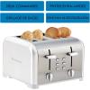 Kenmore Toaster 4 Slice – Extra Wide Slot Countertop Kitchen Appliance, Defrost Function, Grille-Pain, 9 Shade Settings, Compact Design, Easy Clean Crumb Tray, Bread Bagel, Stainless Steel & Red(White)