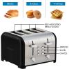 Kenmore Toaster 4 Slice – Extra Wide Slot Countertop Kitchen Appliance, Defrost Function, Grille-Pain, 9 Shade Settings, Compact Design, Easy Clean Crumb Tray, Bread Bagel, Stainless Steel & Red(Black)