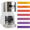 Kenmore drip Coffee Maker – 12 Cup programmable cafe machine with glass pot, regular & bold brew, auto shut off large water reservoir, reusable filter, kitchen appliances for cafeteria barista, White(KKCM12B)