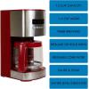 Kenmore drip Coffee Maker – 12 Cup programmable cafe machine with glass pot, regular & bold brew, auto shut off large water reservoir, reusable filter, kitchen appliances for cafeteria barista, White(KKCM12)