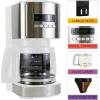 Kenmore drip Coffee Maker – 12 Cup programmable cafe machine with glass pot, regular & bold brew, auto shut off large water reservoir, reusable filter, kitchen appliances for cafeteria barista, White(KKCM12B)