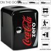 Koolatron Coke Zero Mini Fridge – Refrigerator for Bedroom Skincare Office, Portable Table Top Beverage Cooler, 12V 110V Refrigerador For Drinks, Soda, Wine, Use In Car, Dorm, Outdoor, Patio, 6 Can