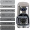 Koolatron Kenmore Elite Drip Coffee Maker – 12-Cup Programmable Coffee Machine With Glass Pot, Pause and Pour, Auto Shut-Off, Large Water Reservoir, Reusable Filter, Dishwasher Safe Carafe