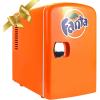 Fanta Mini Fridge – 6 Can Refrigerator for Bedroom Office, Portable Table Top Beverage Cooler, 12V 110V Refrigerador For Drinks, Soda, Wines, Use In Car, Dorm, Outdoor, Patio(Fanta)