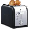Kenmore 2-Slice Toaster, Black Stainless Steel, Extra Wide Slots, Bagel and Defrost Functions, 9 Browning Levels, Removable Crumb Tray, for Bread, Toast, English Muffin, Toaster Strudel(Black)