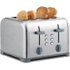 Kenmore Toaster 4 Slice – Extra Wide Slot Countertop Kitchen Appliance, Defrost Function, Grille-Pain, 9 Shade Settings, Compact Design, Easy Clean Crumb Tray, Bread Bagel, Stainless Steel & Red(Silver)