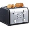 Kenmore Toaster 4 Slice – Extra Wide Slot Countertop Kitchen Appliance, Defrost Function, Grille-Pain, 9 Shade Settings, Compact Design, Easy Clean Crumb Tray, Bread Bagel, Stainless Steel & Red(Black)