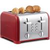 Kenmore Toaster 4 Slice – Extra Wide Slot Countertop Kitchen Appliance, Defrost Function, Grille-Pain, 9 Shade Settings, Compact Design, Easy Clean Crumb Tray, Bread Bagel, Stainless Steel & Red(Red)