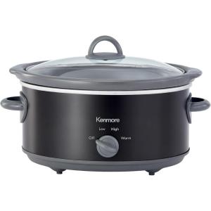 Kenmore 5 Quart Slow Cooker – Crock pot with Programmable Settings,Digital Controls, Large Capacity for Family Meals, Dishwasher-Safe Stoneware, Warm Rice & Sous Vide Stew(Black and Gray 5QT)