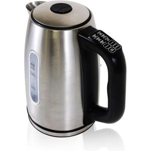 Kenmore Electric Kettle – Cordless Digital Calentador De Agua, Stainless Steel Instant Tea Pot, Preset Temperature Control, Automatic Shut-Off, Rapid Boil, Hot Water Boiling Heater, 1.7 Liter Silver(Silver)