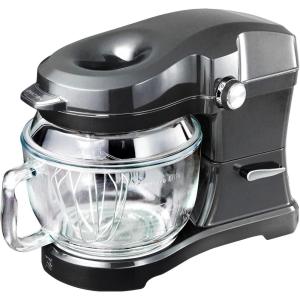Kenmore Elite Ovation 5 Qt Stand Mixer, 500 Watts, with Revolutionary Pour-In Top, Tilt Head, Flat Beater, Whisk, Dough Hook, 360-degree Splash Guard, Glass Bowl, LED Light, Metallic Grey