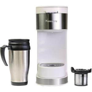 Kenmore drip Coffee Maker – 12 Cup programmable cafe machine with glass pot, regular & bold brew, auto shut off large water reservoir, reusable filter, kitchen appliances for cafeteria barista, White(KKCMKCM-W)