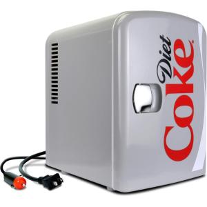 Koolatron Diet Coke Mini Fridge – 6 Can Refrigerator for Bedroom Office, Portable Table Top Beverage Cooler, 12V 110V Refrigerador For Drinks, Soda, Wine, Use In Car, Dorm, Outdoor, Patio