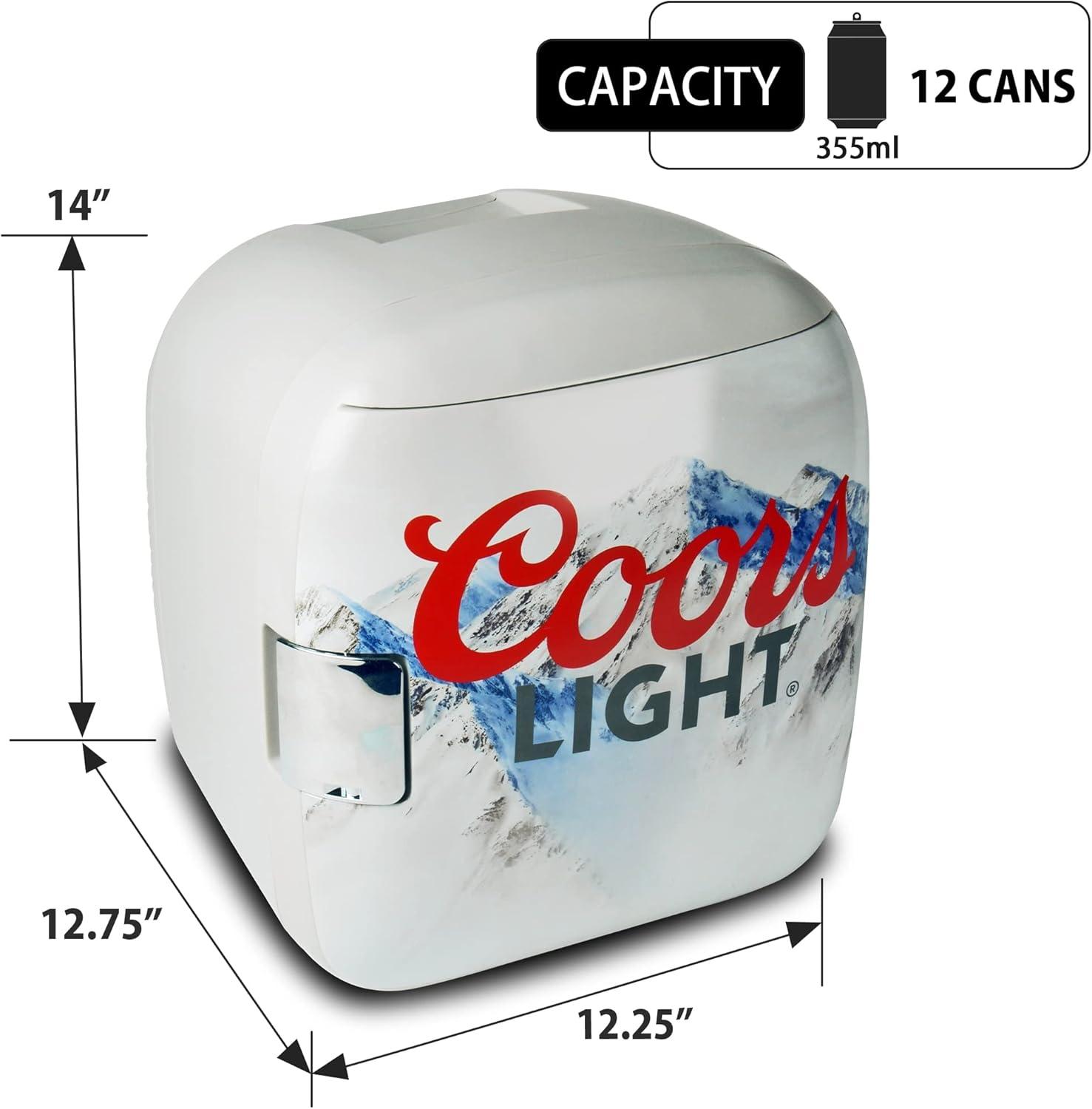 image:imageCoors Light Mini Fridge 12 Can Refrigerator for Bedroom Office Portable Table Top Beverage Cooler 12V 110V Refrigerador for Drinks Soda Wines Use in Car Dorm Outdoor