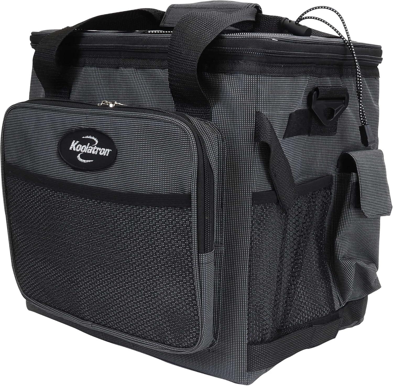 image:imageKoolatron Electric Portable Cooler Plug in 12V Car Cooler Bag 14 qt 13 L BlackGray SoftSided Portable Car Fridge wDC Power Cord Adjustable Shoulder Strap Cord Storage Road Trip