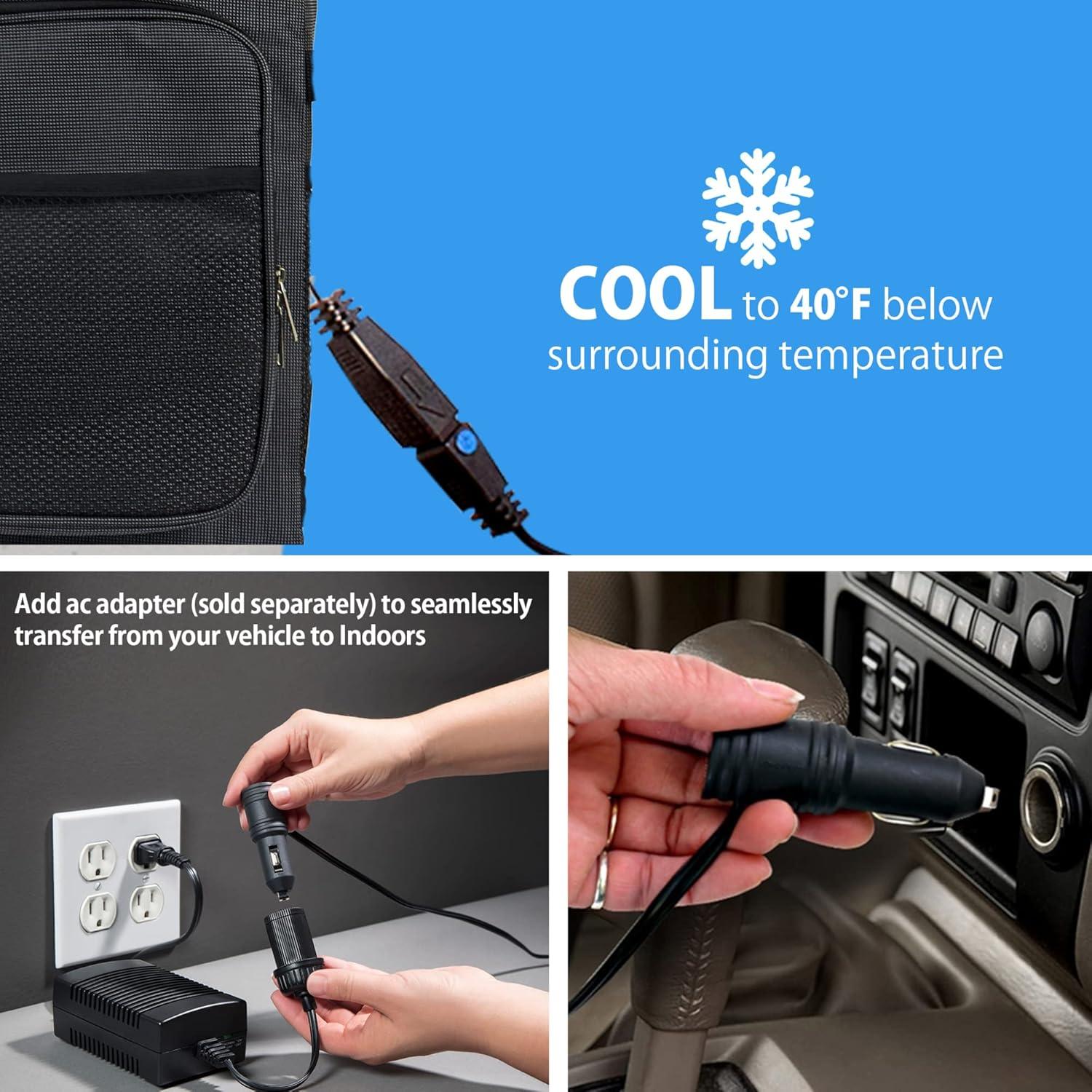 image:imageKoolatron Electric Portable Cooler Plug in 12V Car Cooler Bag 26 qt 25 L BlackGray SoftSided Portable Car Fridge wDC Power Cord Adjustable Shoulder Strap Cord Storage Road Trip