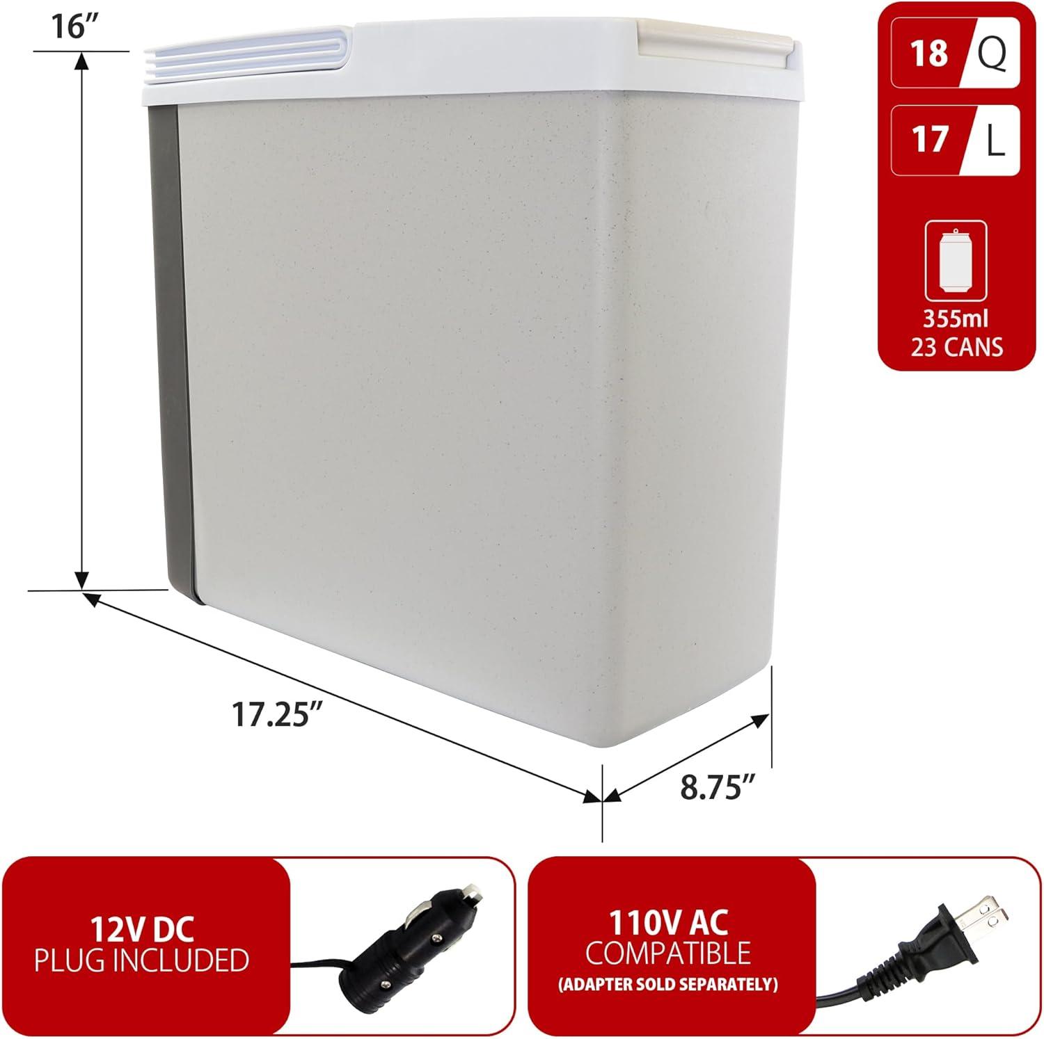 image:imageKoolatron Electric Portable Cooler Plug in 12V Car CoolerWarmer 18 qt 17 L No Ice Thermo Electric Portable Fridge for Camping Travel Road Trips Trucking with 12 Volt DC Power Cord GrayWhite