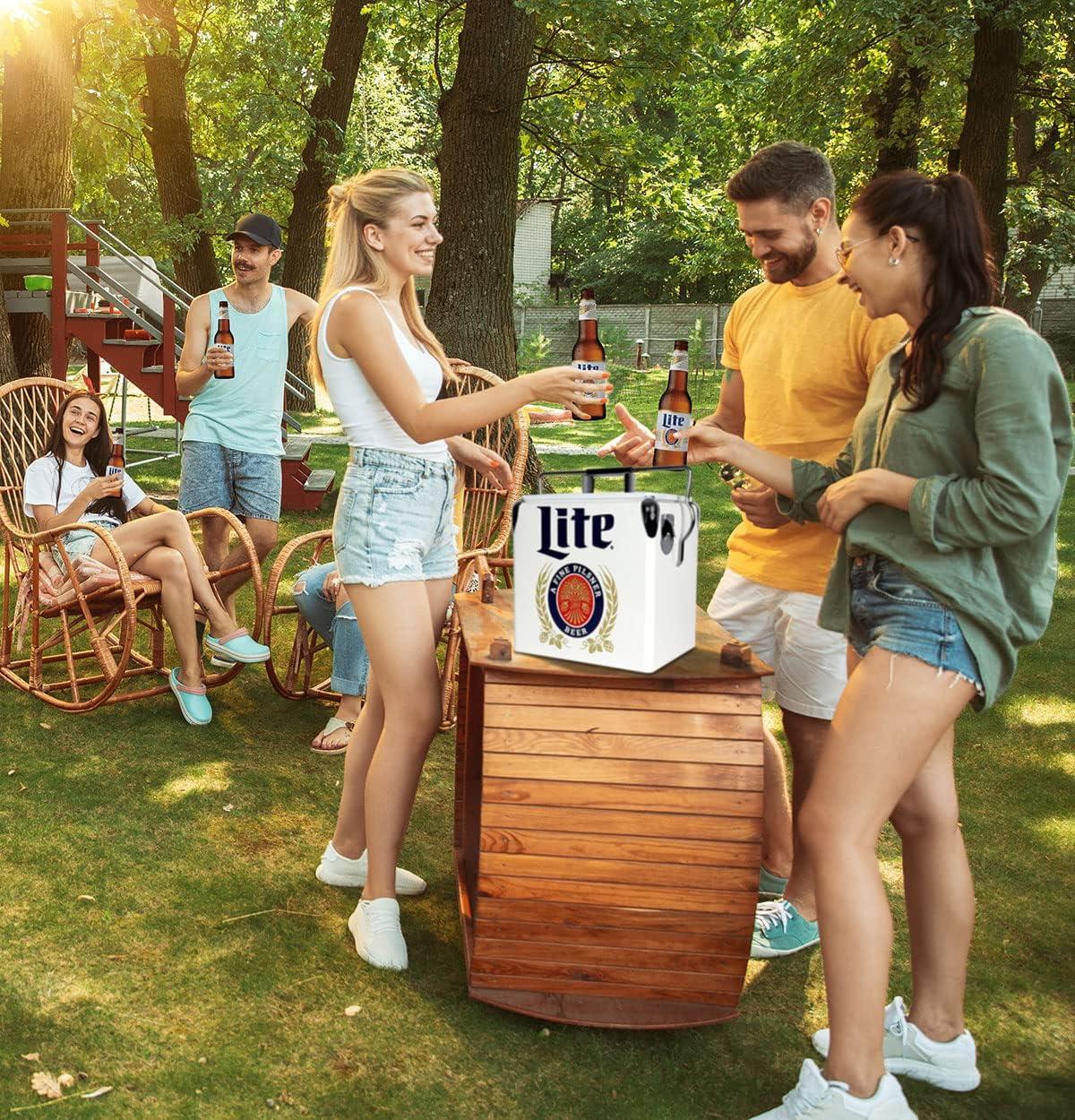 image:imageMiller Light Retro Ice Chest Cooler Portable Ice Bucket with Bottle Opener Vintage Style Insulated for Camping Beach Picnic RV BBQs Tailgating Fishing 18 Can Ice Box 13L 14 qt