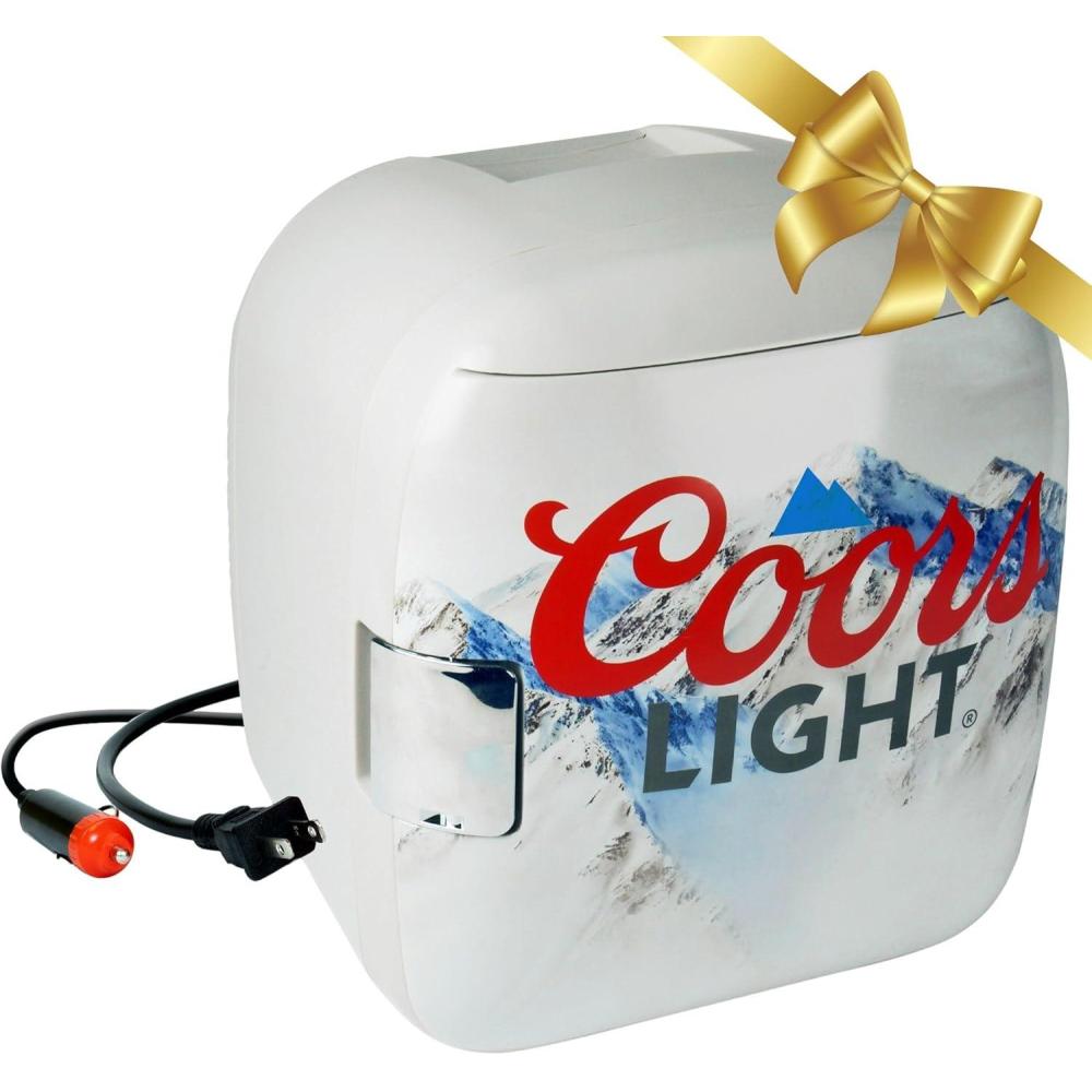 image:imageCoors Light Mini Fridge 12 Can Refrigerator for Bedroom Office Portable Table Top Beverage Cooler 12V 110V Refrigerador for Drinks Soda Wines Use in Car Dorm Outdoor