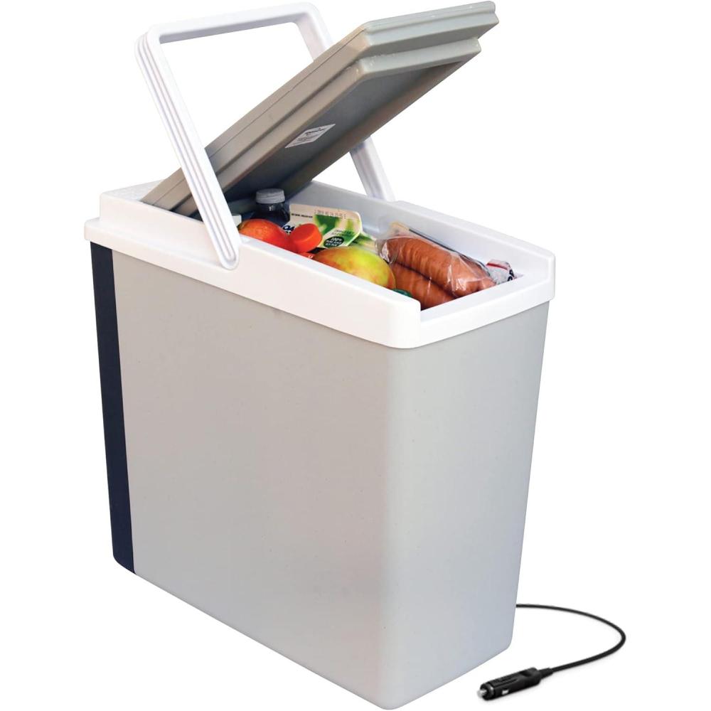 image:imageKoolatron Electric Portable Cooler Plug in 12V Car CoolerWarmer 18 qt 17 L No Ice Thermo Electric Portable Fridge for Camping Travel Road Trips Trucking with 12 Volt DC Power Cord GrayWhite