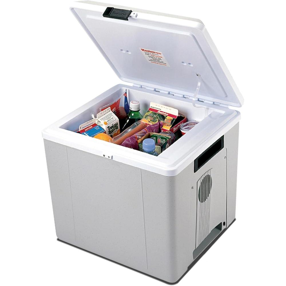 image:imageKoolatron Electric Portable Cooler Plug in 12V Car CoolerWarmer 27 L 29 qt No Ice Thermo Electric Portable Fridge for Camping Travel Road Trips Trucking with 12 Volt DC PowerGrayWhite