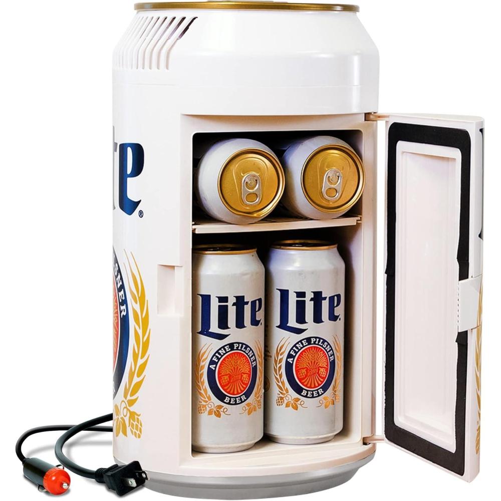 image:imageMiller Lite 8 Can Thermoelectric Mini Fridge 54 L 57 Quarts Capacity 12V DC110V AC cooler for home den dorm cottage cabin beer beverages snacks skincare cosmetics medication