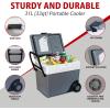 Koolatron Thermoelectric Iceless 12V Cooler/Warmer 33 qt (31 L) w/Wheels, Portable Electric Rolling Car Fridge w/ 12 Volt DC Power Cord, Grey/White, Travel Road Trips Camping, Made in North America(W65)