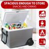 Koolatron Thermoelectric Iceless 12V Cooler/Warmer 33 qt (31 L) w/Wheels, Portable Electric Rolling Car Fridge w/ 12 Volt DC Power Cord, Grey/White, Travel Road Trips Camping, Made in North America(Wheeled)