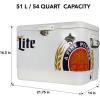 Miller Light Ice Chest Cooler – Portable Ice Bucket with Bottle Opener, Vintage Style, Insulated for Camping, Beach, Picnic, RV, BBQs, Tailgating, Fishing, Steel-Belted, 85 Can Ice Box, 51L (54 qt)