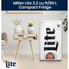 Miller Lite Refrigerator – 3.2 Cubic Feet Capacity, White, Fridge For Kitchen, Bedroom, office, Dorms, Cuarto, Cool Storage For Wine, Drink, Beverages, Compact Free Standing, Neveras Pequeñpara