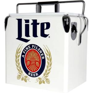 Miller Light Retro Ice Chest Cooler – 18 Can Ice Box, Portable Ice Bucket with Bottle Opener, Vintage Style, Insulated for Camping, Beach, Picnic, RV, BBQs, Tailgating, Fishing, 13L (14 qt)