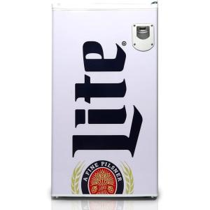 Miller Lite Refrigerator – 3.2 Cubic Feet Capacity, White, Fridge For Kitchen, Bedroom, office, Dorms, Cuarto, Cool Storage For Wine, Drink, Beverages, Compact Free Standing, Neveras Pequeñpara