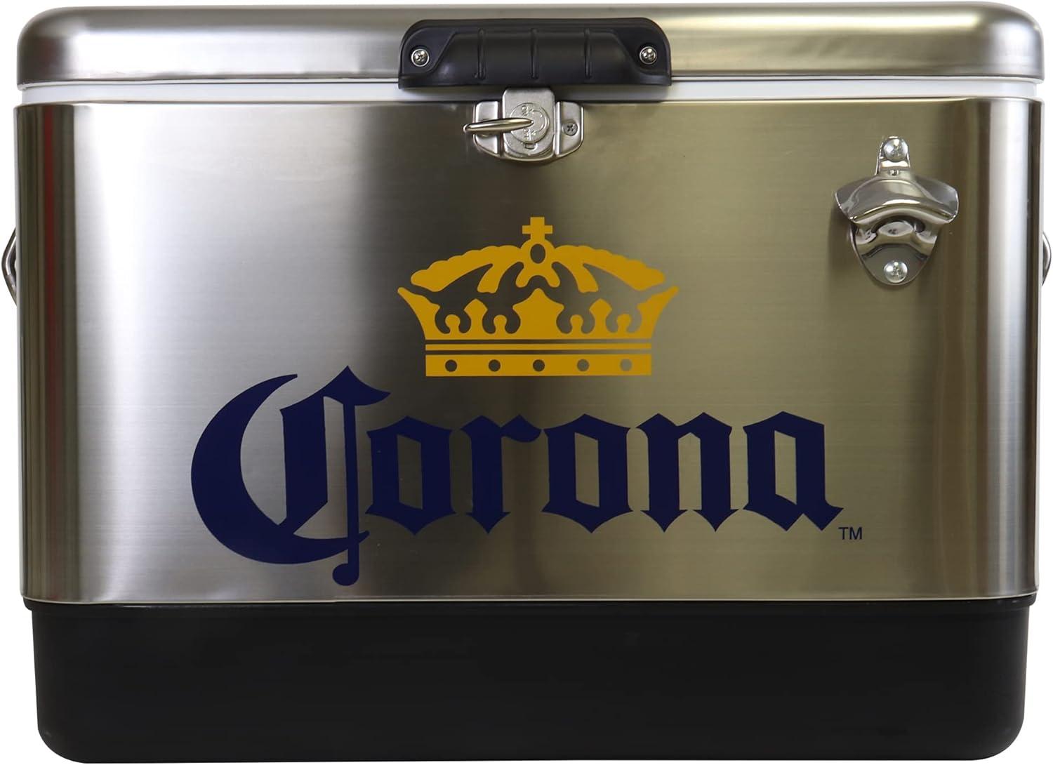 image:imageCorona Ice Chest Cooler  85 Can Ice Box Portable Ice Bucket with Bottle Opener Vintage Style Insulated for Camping Beach Picnic RV BBQs Tailgating Fishing Stainless Steel 51L 54 qt