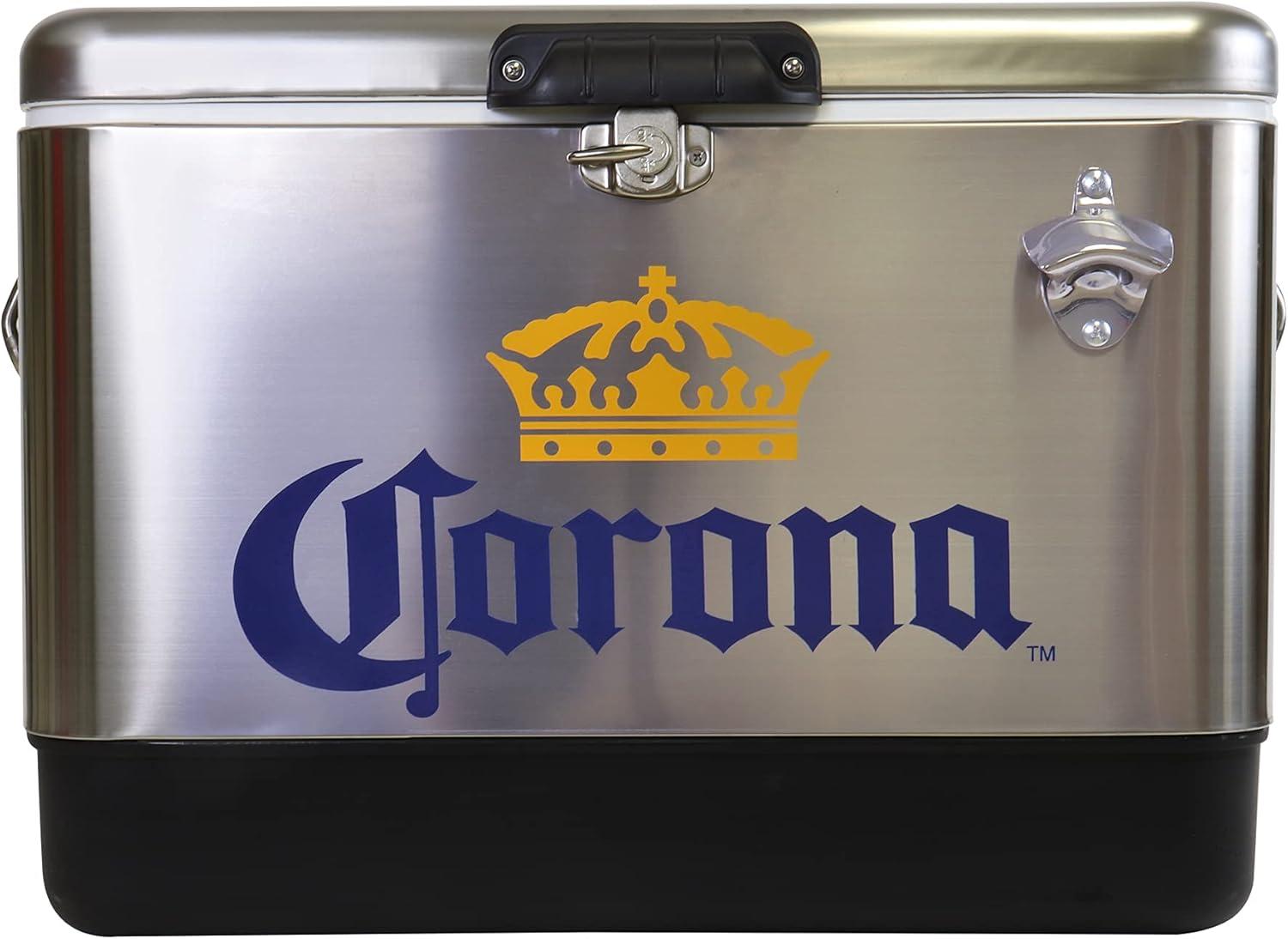 image:imageCorona Ice Chest Cooler  Portable Ice Bucket with Bottle Opener Vintage Style Insulated for Camping Beach Picnic RV BBQs Tailgating Fishing Stainless Steel 85 Can Ice Box 51L 54 qt