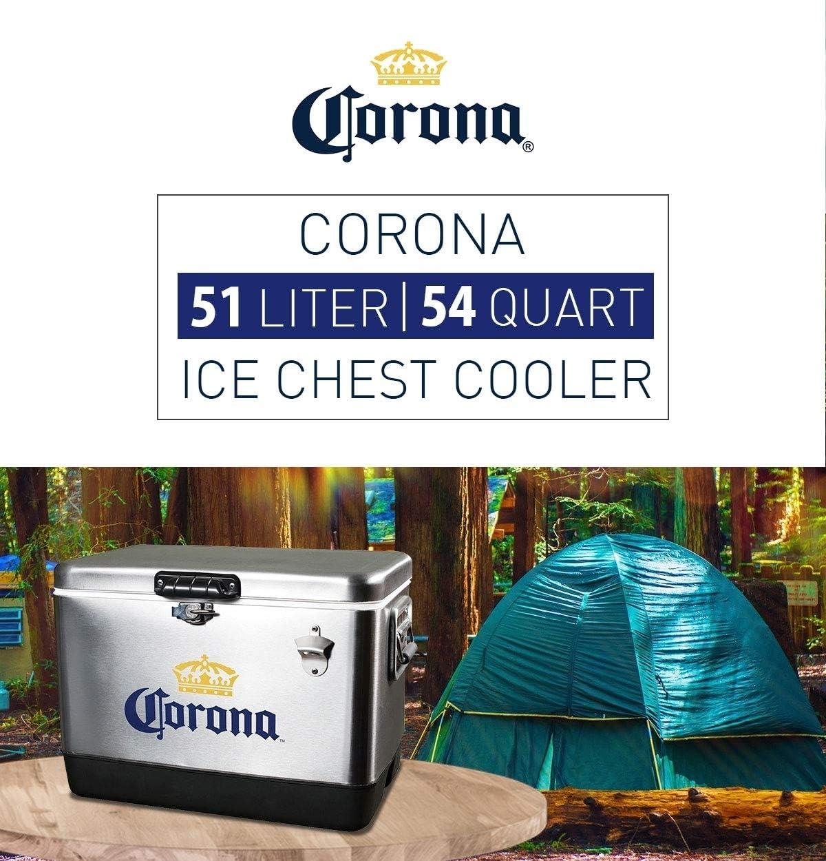 image:imageCorona Ice Chest Cooler  Portable Ice Bucket with Bottle Opener Vintage Style Insulated for Camping Beach Picnic RV BBQs Tailgating Fishing Stainless Steel 85 Can Ice Box 51L 54 qt