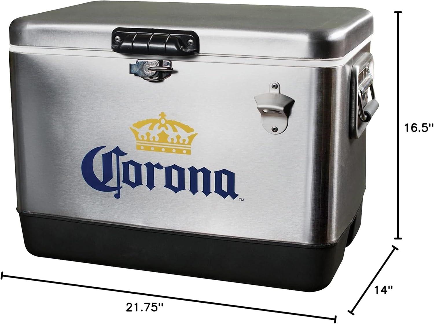 image:imageCorona Ice Chest Cooler  Portable Ice Bucket with Bottle Opener Vintage Style Insulated for Camping Beach Picnic RV BBQs Tailgating Fishing Stainless Steel 85 Can Ice Box 51L 54 qt