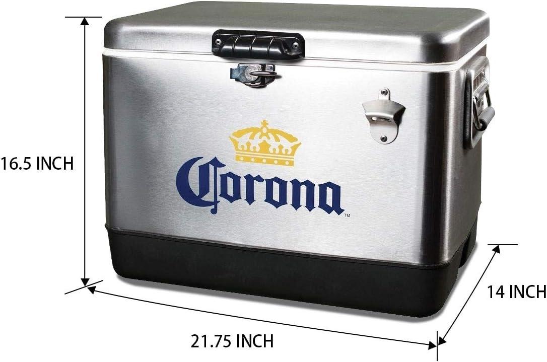 image:imageCorona Ice Chest Cooler  Portable Ice Bucket with Bottle Opener Vintage Style Insulated for Camping Beach Picnic RV BBQs Tailgating Fishing Stainless Steel 85 Can Ice Box 51L 54 qt