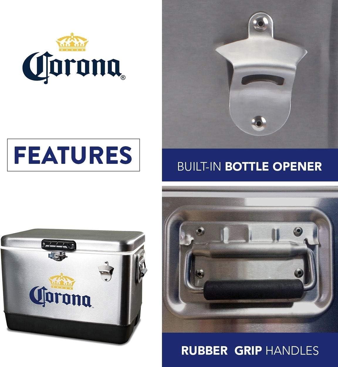image:imageCorona Ice Chest Cooler  Portable Ice Bucket with Bottle Opener Vintage Style Insulated for Camping Beach Picnic RV BBQs Tailgating Fishing Stainless Steel 85 Can Ice Box 51L 54 qt