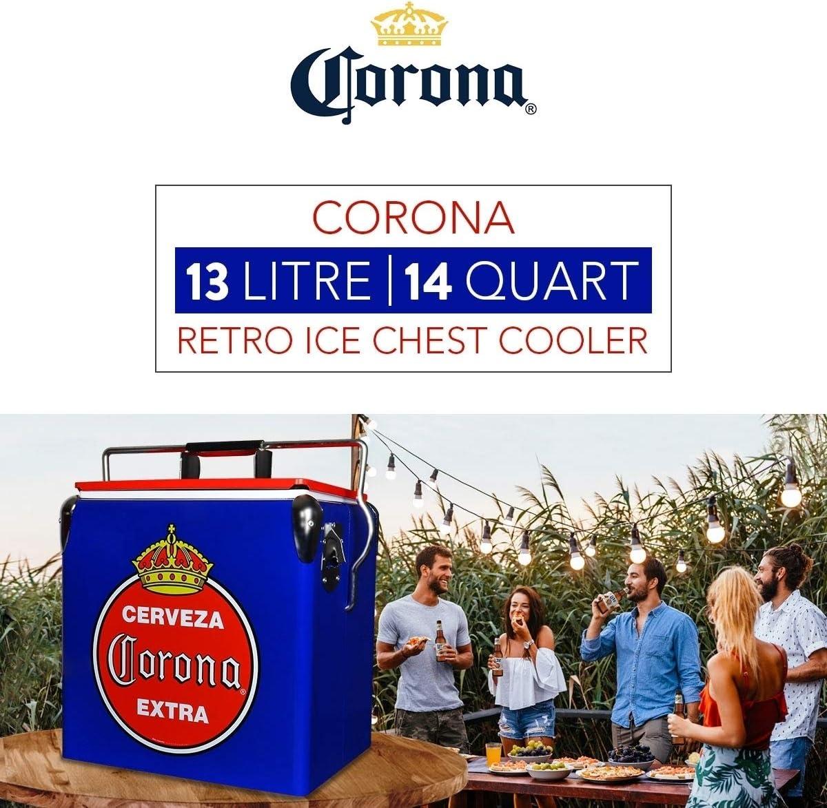 image:imageCorona Retro Ice Chest Cooler  18 Can Ice Box Portable Ice Bucket with Bottle Opener Vintage Style Insulated for Camping Beach Picnic RV BBQs Tailgating Fishing 13L 14 qt