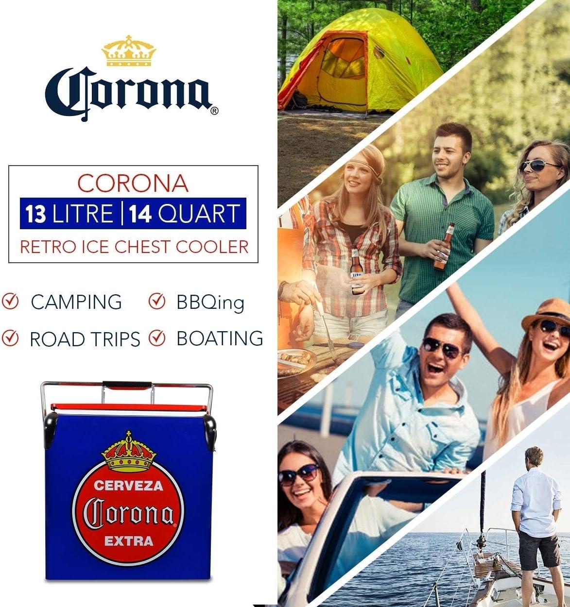 image:imageCorona Retro Ice Chest Cooler  18 Can Ice Box Portable Ice Bucket with Bottle Opener Vintage Style Insulated for Camping Beach Picnic RV BBQs Tailgating Fishing 13L 14 qt