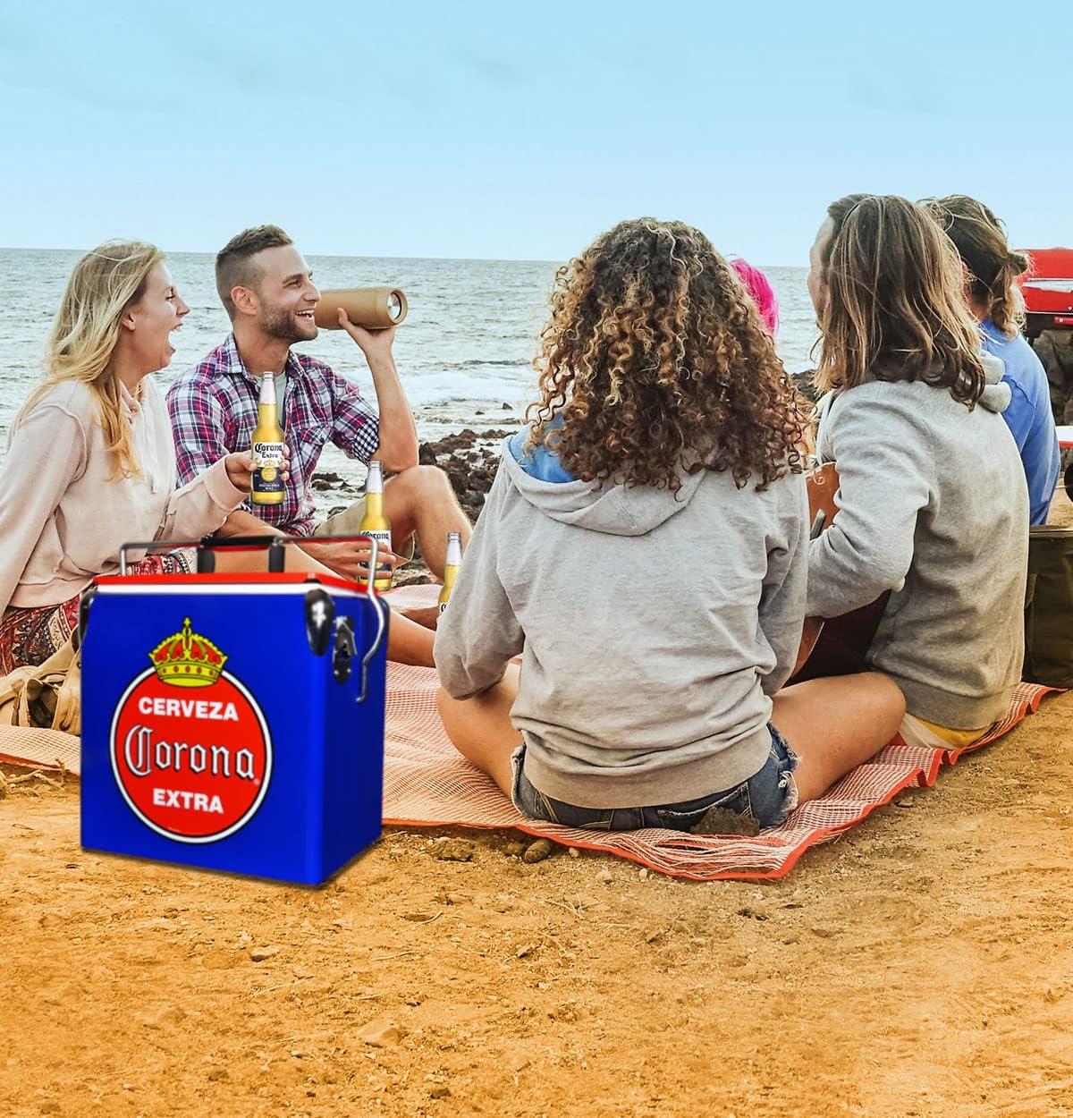 image:imageCorona Retro Ice Chest Cooler  Portable Ice Bucket with Bottle Opener Vintage Style Insulated for Camping Beach Picnic RV BBQs Tailgating Fishing 18 Can Ice Box 13L 14 qt