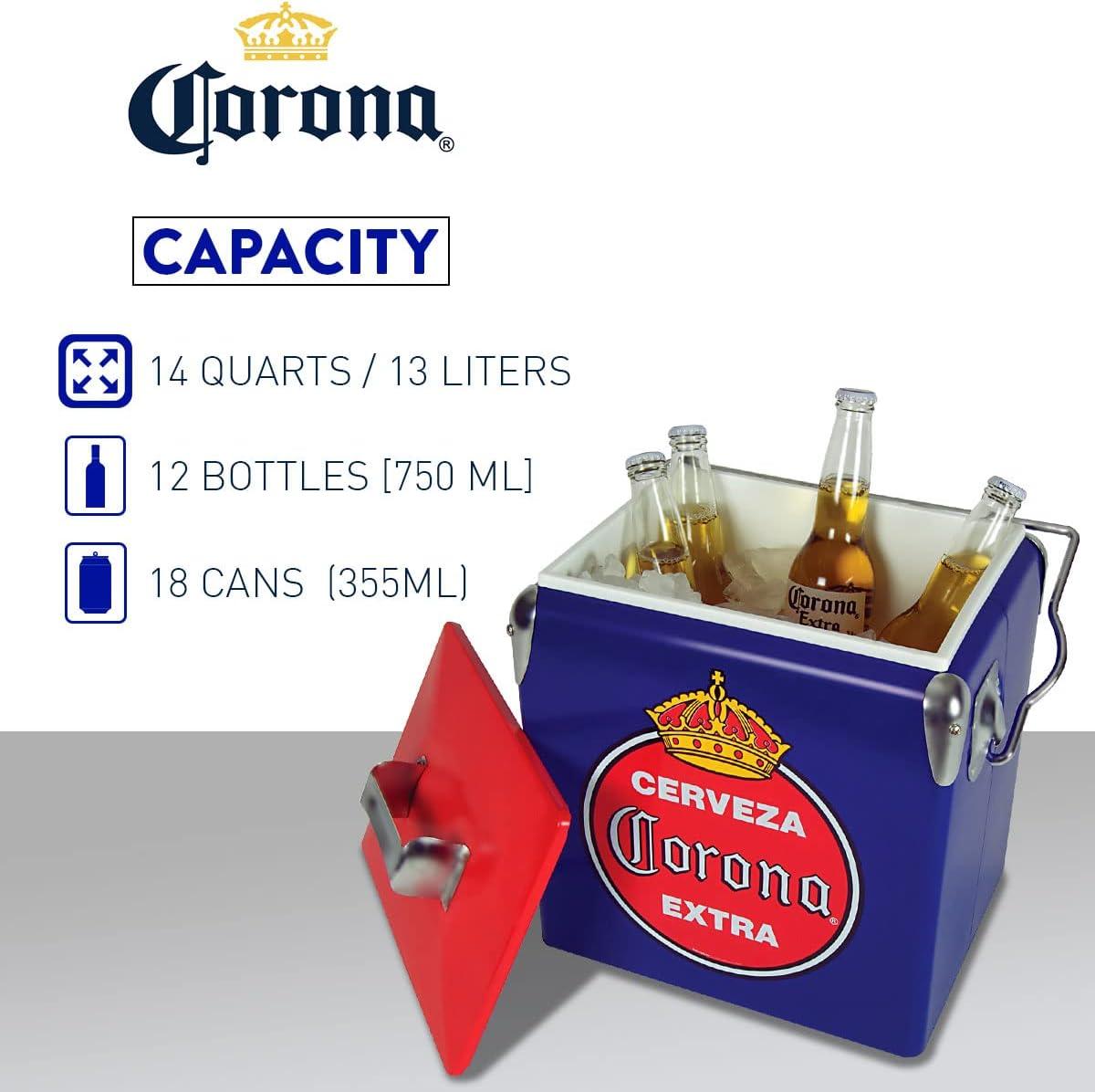 image:imageCorona Retro Ice Chest Cooler  Portable Ice Bucket with Bottle Opener Vintage Style Insulated for Camping Beach Picnic RV BBQs Tailgating Fishing 18 Can Ice Box 13L 14 qt