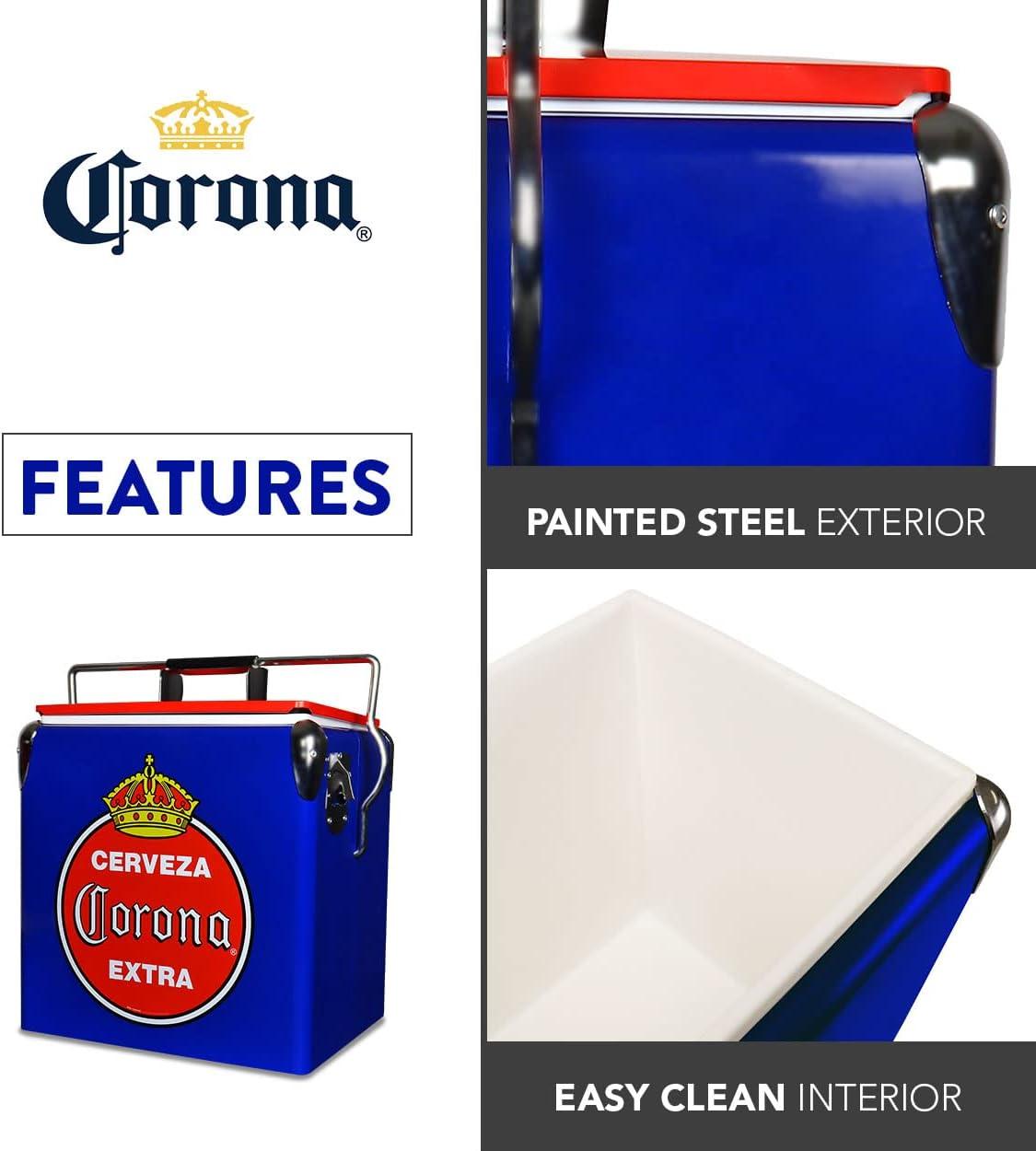 image:imageCorona Retro Ice Chest Cooler  Portable Ice Bucket with Bottle Opener Vintage Style Insulated for Camping Beach Picnic RV BBQs Tailgating Fishing 18 Can Ice Box 13L 14 qt