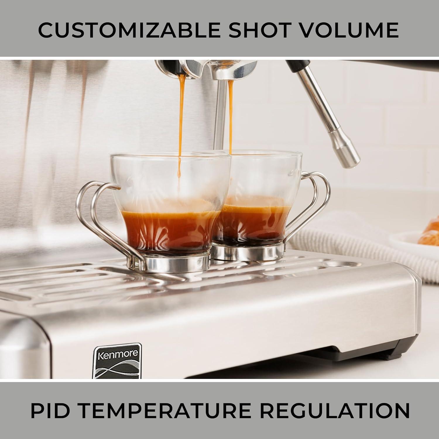 image:imageKenmore Espresso Machine Automatic Coffee Maker with Manual Tamper Auto Cleaning Milk Steamer amp Frother Bean Grinder Brew Professional Barista Style Cappuccino Caf LatteAutoTamping